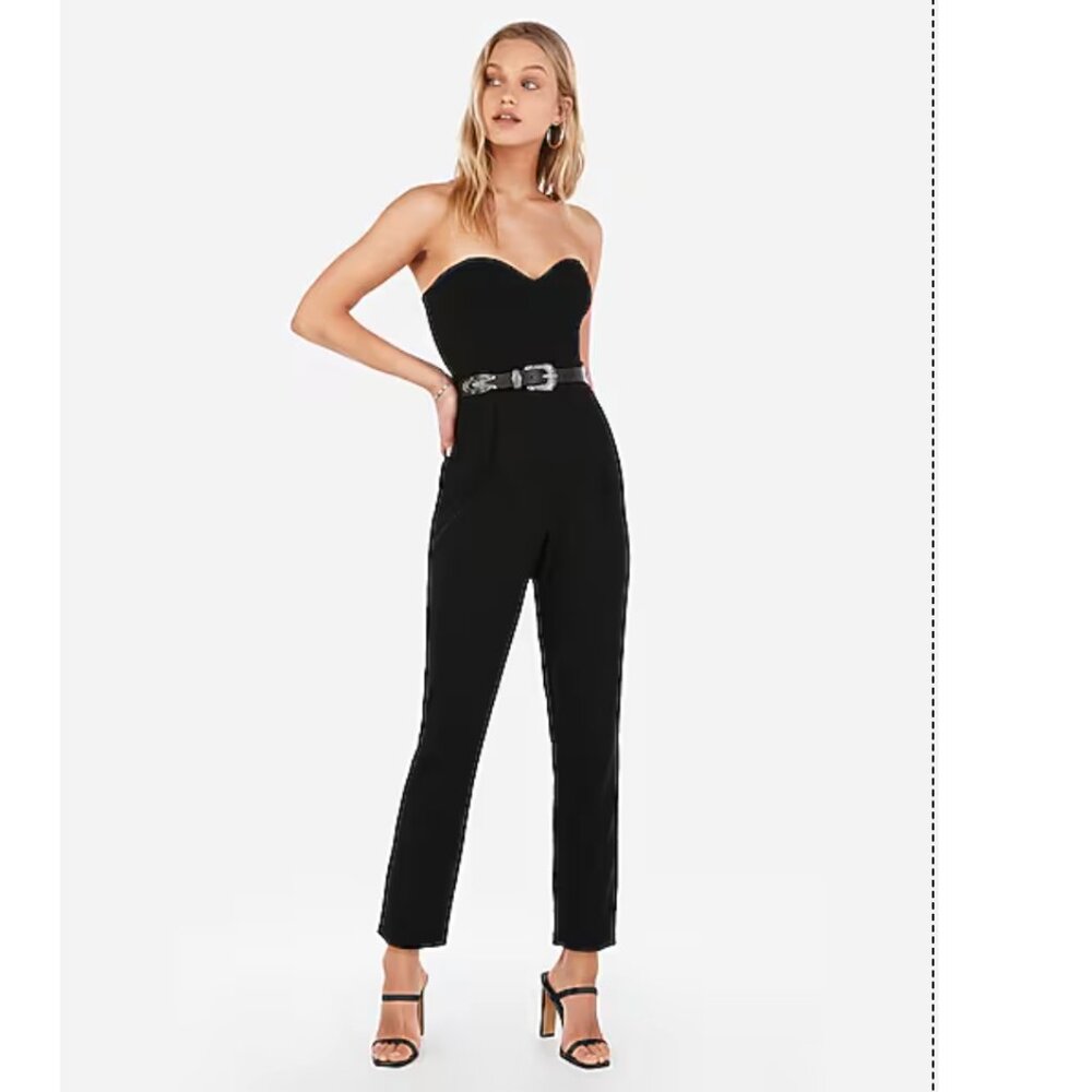 H&M Black Sweetheart Jumpsuit Size 2 | Modern, Polished, Pockets